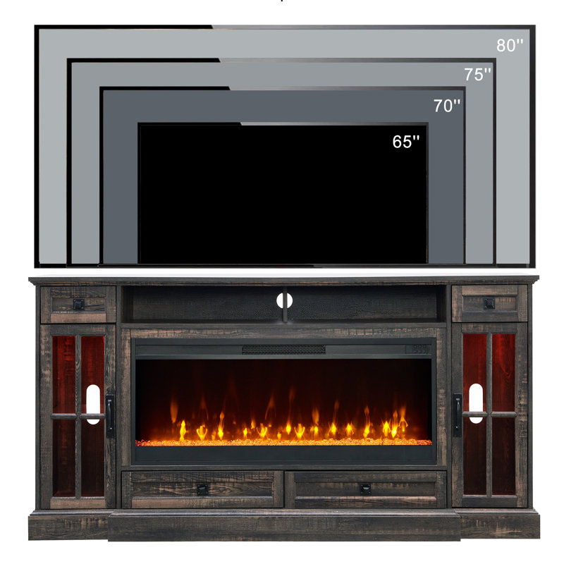 Orren Ellis Biggsville Highboy Adjustable Shelves TV Stand For Tvs Up